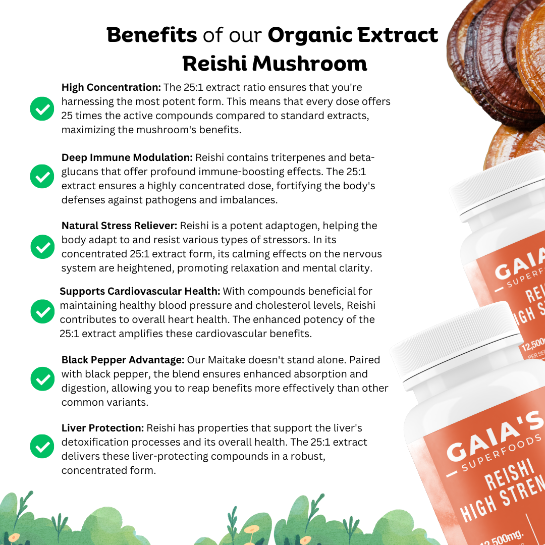 Reishi Mushroom | Extract | 120 Capsules - Gaia's Superfoods